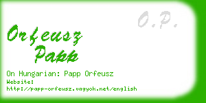 orfeusz papp business card